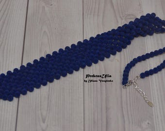 Womens blue tie beads with pile  Neckties  gift Modern tie modern tie beaded tie style Ukrainian gift jewelry bead