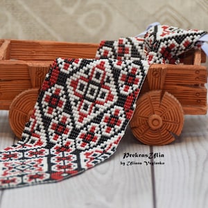 Ukrainian mens tie Ukrainian ornament Ukrainian EmbroideryTie Men Gift Men Accessories Gift Ukrainian style Ukrainian jewelry Seed beads tie