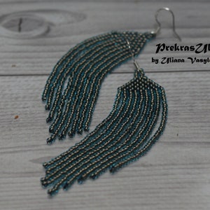 Boucles d&#39;oreilles perles bleu gris émeraude marron boucles d&#39;oreilles perles de rocaille boucles d&#39;oreilles pendantes boho mexicain boucles d&#39;oreilles bijoux personnalisés en argent sterling 925