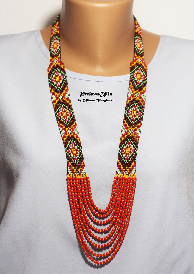 Collier De Perles Traditionnel Ukrainien - Fait Main, Cadeau Unique Et Artisanal