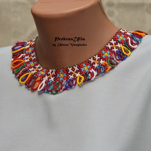 Mehrfarbige Perlen Halskette Ukrainische gerdan Choker Halskette Perlenschmuck Damen Schmuck Regenbogen Halskette Multicolor Halskette Geschenk für sie