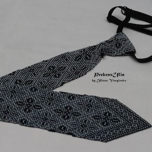 Gray Ukrainian mens tie Ukrainian ornament Ukrainian Embroidery Tie Men Gift Men Accessories Gift Ukrainian style Ukrainian jewelry beads