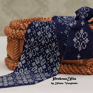 Blue mens tie silver flowers ornament Ukrainian mens tie Ukrainian ornament  Tie Men Gift Men Accessories Gift Ukrainian style