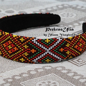 Beaded headband ukrainian Headband Hair accessories Gift for the raigirl Hair jewelry embroidery Ornament ukrainian Handmade Glass Beaded