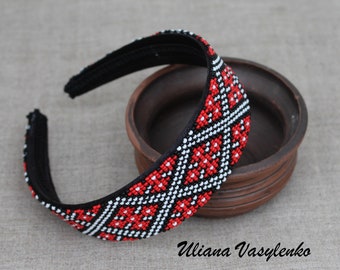Diadema ucraniana con cuentas, accesorio para el cabello hecho a mano