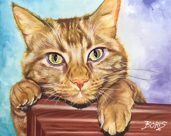 Custom pet painting, custom pet portrait, custom cat painting, pet owner’s gift, pet loss gift, birthday gift, animal art