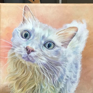 Custom cat painting, custom cat portrait, cat canvas art, pet loss gift, pet lover's gift, pet owner's gift, Birthday gift, Christmas gift