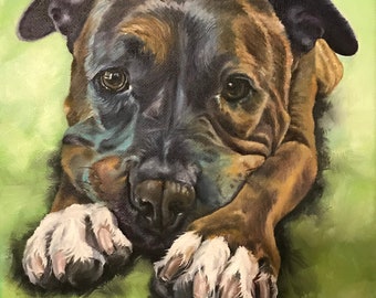 Custom pet painting, custom pet portrait, custom dog painting, pet loss, pet owner's gift, Birthday gift, Christmas gift, canvas art