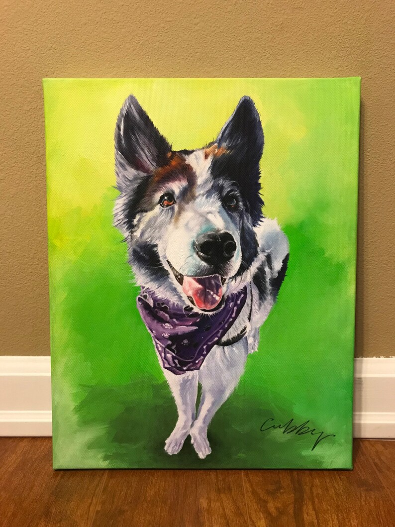 Custom dog painting, custom dog portrait, custom pet painting, custom pet portrait, animal painting, Birthday gift, pet loss gift image 5