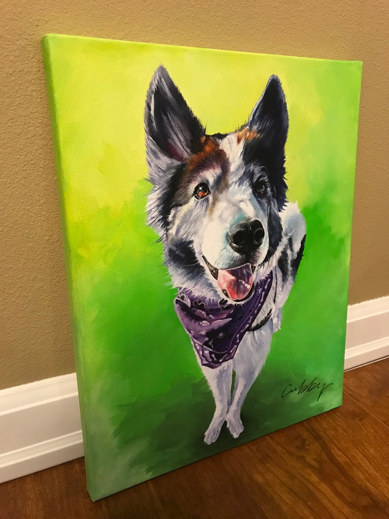 Custom dog painting, custom dog portrait, custom pet painting, custom pet portrait, animal painting, Birthday gift, pet loss gift image 4