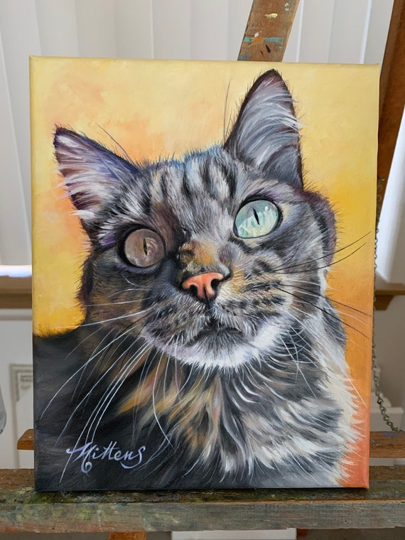 Custom Cat Painting Custom Cat Portrait Cust Pet Painting Etsy
