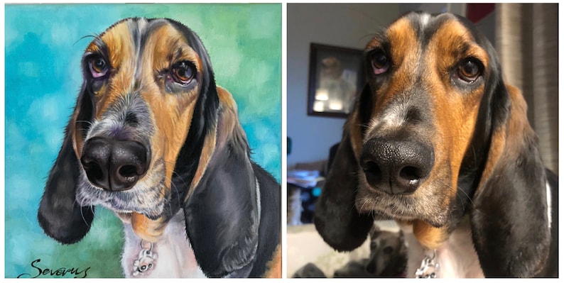Custom dog painting, custom dog portrait, animal art, animal paintings, pet owners gift, pet gift, Birthday gift for pet owners, oil paints image 2