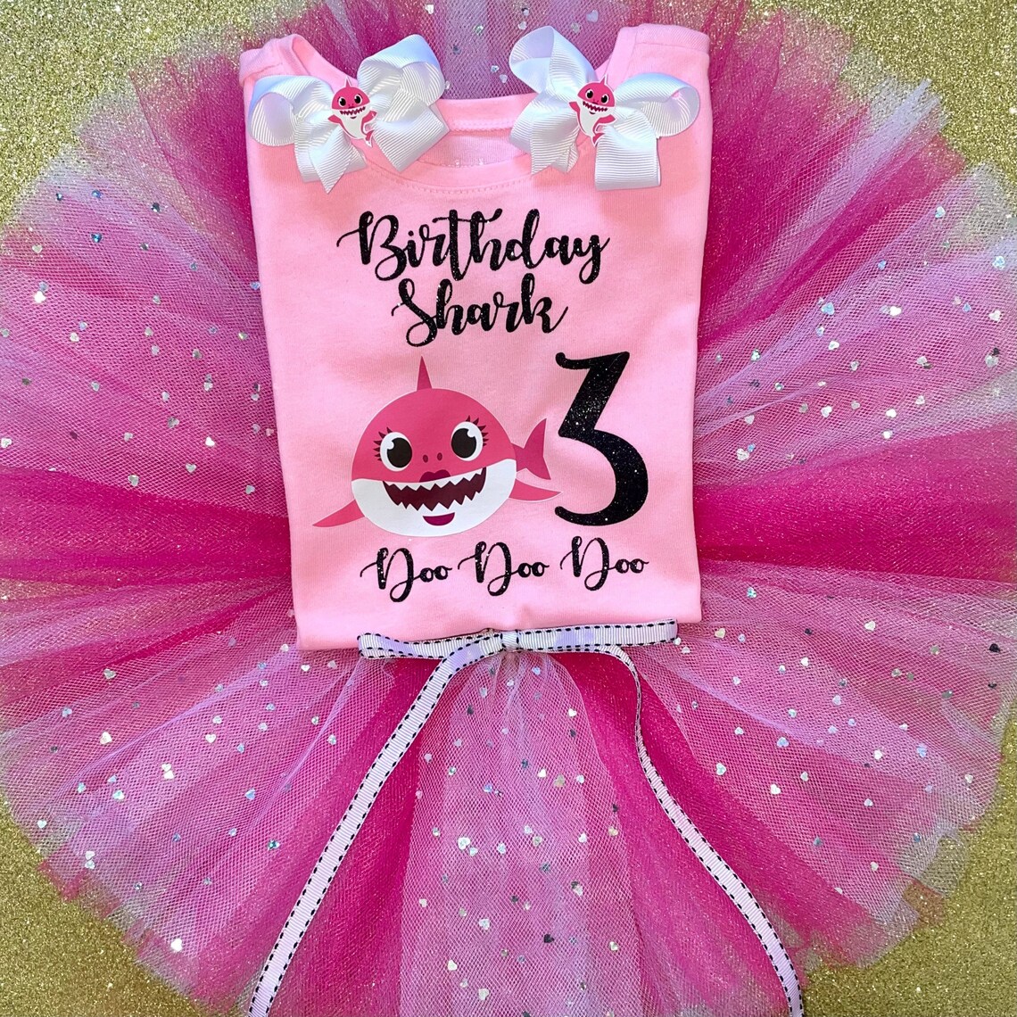 3T Baby Shark Pink 3rd Birthday Outfit Etsy