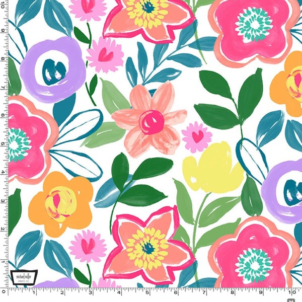 Glowing Flowers from Colorful Cottage Collection by Michael Miller Fabrics