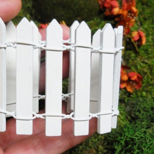 Miniature 18" White Picket Fence ~ Summer Fairy Garden Accessories & Supplies ~ Easter Dollhouse Miniatures