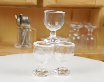 2 PC Miniature Red Wine Glass Stemware,  1:12 scale ~ Dollhouse or Fairy Garden Kitchen Accessories & Dishes ~ Diorama Craft Supplies