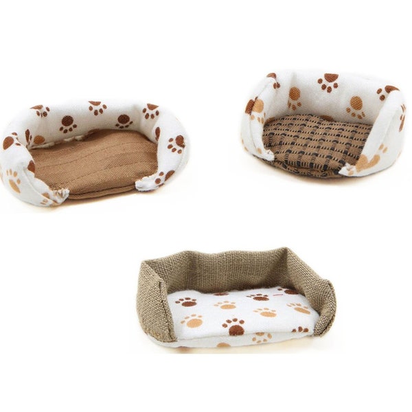 Miniature Paw Print Puppy or Kitten Bed ~ Dollhouse or Miniature Gardening Accessories ~ Unique Gifts for Animal Lovers