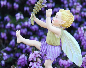 NIB Retired Heather Flower Fairy Figurine ~ Cicely Mary Barker Flower Fairies Collectibles ~ Fairy Garden Accessories