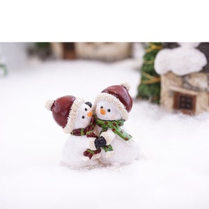 Miniature Snowkids Hugging ~ Winter Themed Fairy Gardens ~ Christmas Tree Display Figurines & Knick Knacks