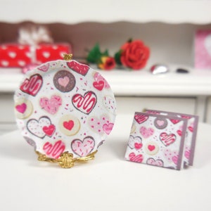 4 PC Mini Heart Cookies Paper Plate Set ~ Valentine's Day Fairy Garden and Dollhouse Accessories ~ Miniature Diorama Crafts