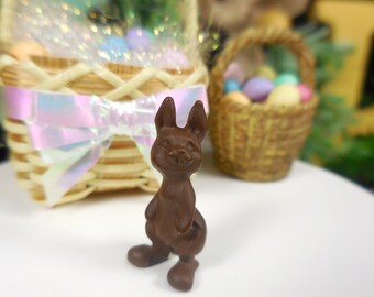 Miniature Milk Chocolate Candy Bunny, Standing ~ Easter Fairy Gardens, Terrariums, Dollhouse & Diorama Accessories ~ Spring Craft Supply
