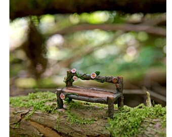 MICRO Fairy Garden Enchanted Park Bench ~ Woodland Accessories & Miniatures for Fairies