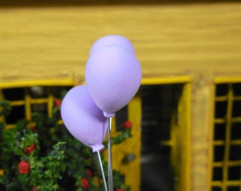 Miniature Lavender Birthday Balloons ~ Valentine's Day Fairy Garden Supplies ~ Love Themed Dollhouse Accessories & Craft Supplies