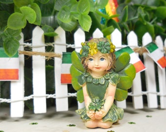 Miniature Leprechaun Fairy w/ Shamrocks ~ St. Patrick's Day Fairy Garden & Dollhouse Accessories ~ Diorama Leprechauns Trap Craft Supplies