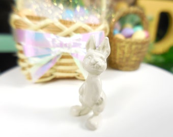 Miniature White Chocolate Candy Bunny, Standing ~ Easter Fairy Gardens, Terrariums, Dollhouse & Diorama Accessories ~ Spring Craft Supply