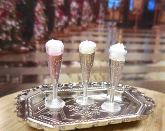 Miniature Fluted New Years Bubbly in 3 Colors~ Fairy Garden Accessories & Supply ~ Dollhouse Miniature Champagne ~ Halloween Craft Supplies