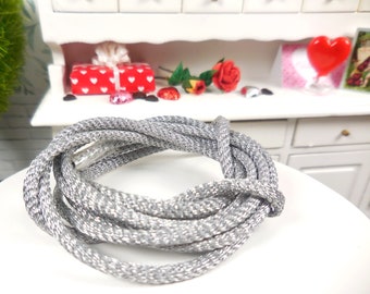 3mm Mini Silver Braided Roping,  3 FT ~ Valentine's Day Fairy Garden & Dollhouse Décor ~ Miniature Heart Themed Diorama Craft Supplies