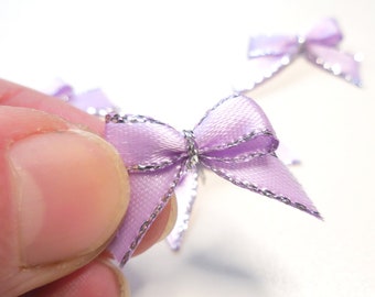 3 PC Miniature 1" Lavender Ribbon Bow  ~ Easter Fairy Garden & Dollhouse Decor ~ Scrapbooking and Paper Craft Supplies