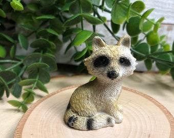 Miniature Large Raccoon ~ Fairy Garden & Dollhouse Accessories ~ Terrarium Figurines ~ Diorama Craft Supply