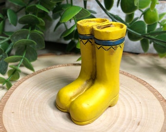 Miniature Large Rain Boots, Yellow ~ Fairy Garden & Dollhouse Accessories ~ Terrarium Figurines ~ Diorama Craft Supply