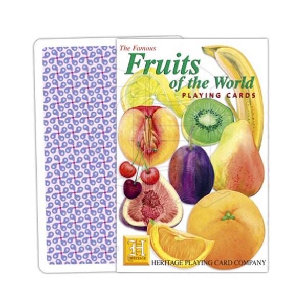 Famous Fruits Playing Cards ~ Designer Plant Card for Scrapbooking, Collages and Junk Journals ~ Educational Family Game Night