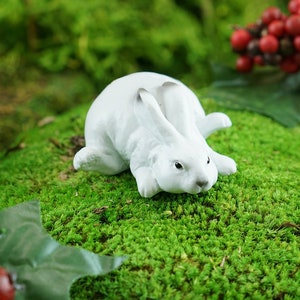 &quot;Miniatur &quot;&quot;Giant&quot;&quot; Arctic Schneehase Figur ~ Winter Wunderland Feengarten Accessoires ~ Figurine & Schnickschnack).