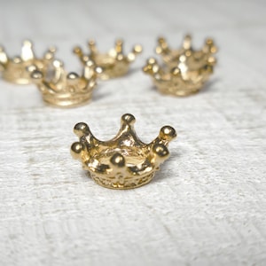Miniature Metal Crowns, Bright Gold ~ Fairytale Fairy Garden & Dollhouse Accessory ~ Royal King or Queen Diorama Mini ~ Birthday Party Favor
