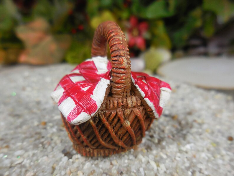 Fairy Garden Picnic Baskets Mini Basket w Red & White Etsy