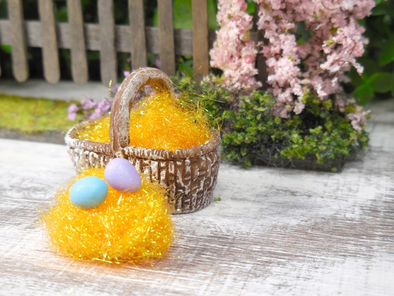Miniature Orange Easter Grass Basket Filler Easter Fairy 