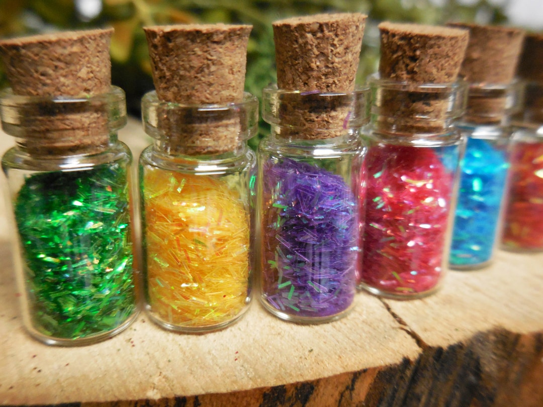 Rainbow Fairy Dust Glass Bottles ~ Miniature Corked Glass Bottles W ...