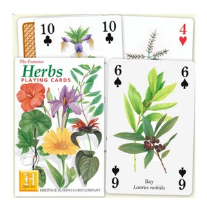 Naipes de hierbas famosas ~ Tarjetas de diseño con plantas para álbumes de recortes, collages y diarios basura ~ Noche de juegos educativos para la familia
