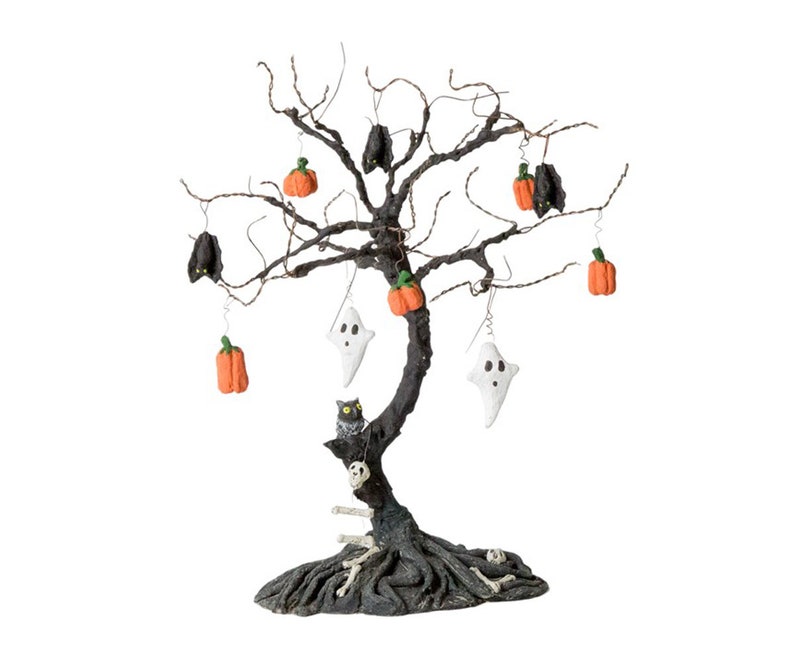 Miniature Spooky Halloween Tree with Ornaments Fall Fairy Etsy
