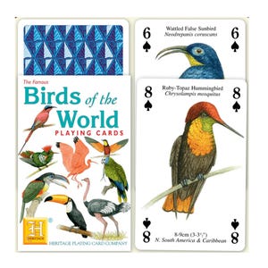 Famous Birds of the World-speelkaarten ~ Vogelkaart voor scrapbooking, collages en tijdschriften ~ Educatieve familiegame-avond