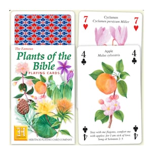 Beroemde planten uit de Bijbel speelkaarten ~ Designer plantenkaart voor scrapbooking, collages en tijdschriften ~ Educatieve familiegame-avond