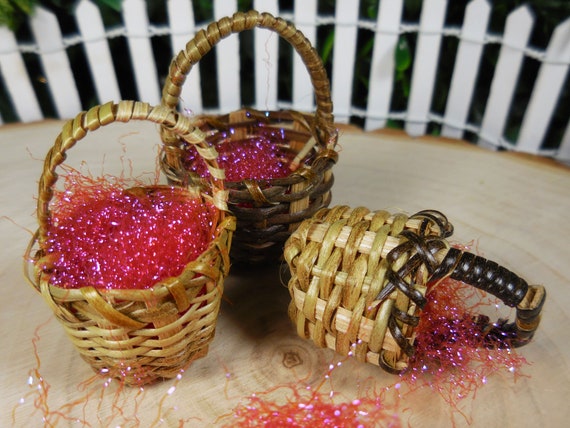 Miniature Taffy Red Easter Grass Basket Filler Easter Fairy Garden