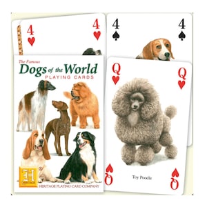 Naipes de perros famosos del mundo ~ Tarjetas con temática de mascotas para álbumes de recortes, collages y diarios basura ~ Noche de juegos educativos para la familia