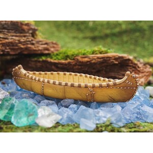 Miniature Faux Birchwood River Canoe ~ Fairy Garden or Terrarium Pond Accessories ~ Woodland Forest Home Decor