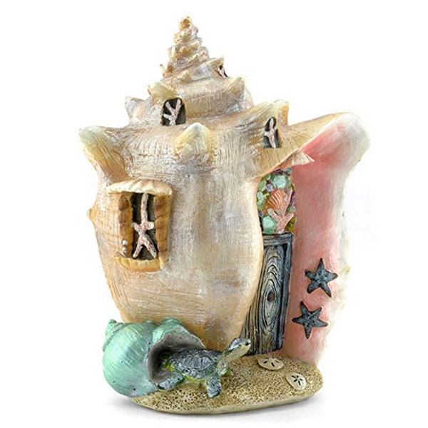 Seashell Mermaid House ~ Miniature Concho Shell Fairy House ~ Fairy Garden Accessories & Coastal Home Decor