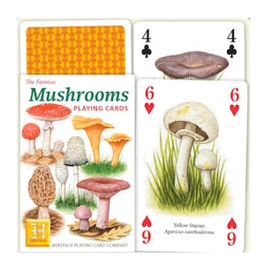 Beroemde paddenstoelen speelkaarten ~ Designer schimmelkaart voor scrapbooking, collages en rommeldagboeken ~ Educatieve familiegame-avond