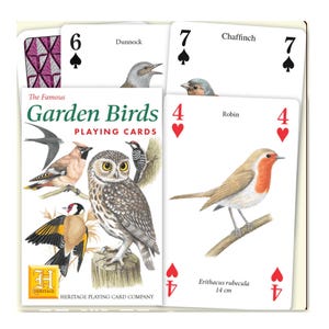 Beroemde tuinvogels speelkaarten ~ Vogelkaart voor scrapbooking, collages en tijdschriften ~ Educatieve spelletjesavond voor het hele gezin
